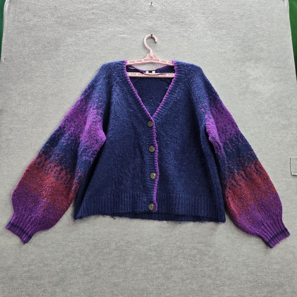 Torrid Women Sweater 2 Navy Nylon Polyester Wool Cardigan Colorblock Button